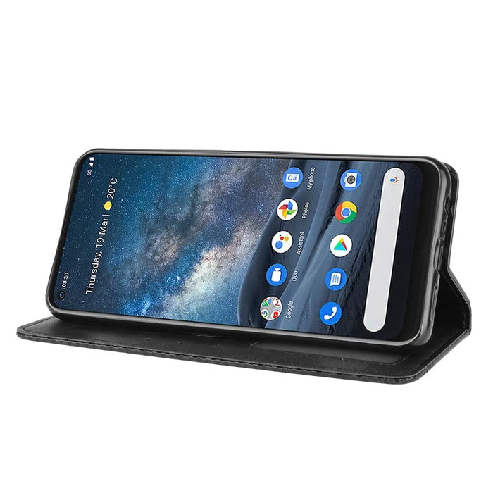 Auto-absorbed Retro PU Leather Cover for Nokia 8.3 5G - Black - 6