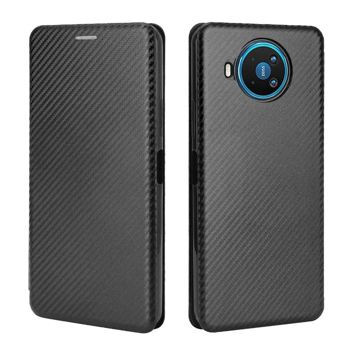 Carbon Fiber Texture Auto-absorbed Leather Shell for Nokia 8.3 5G - Black - 7