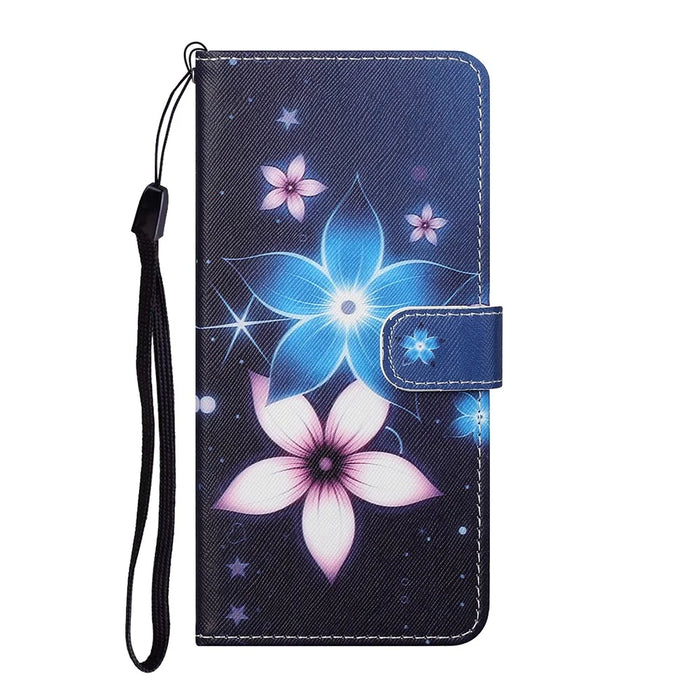 Pattern Printing for Nokia 5.4 Cross Texture Leather Wallet Case with Lanyard - Flower - 2