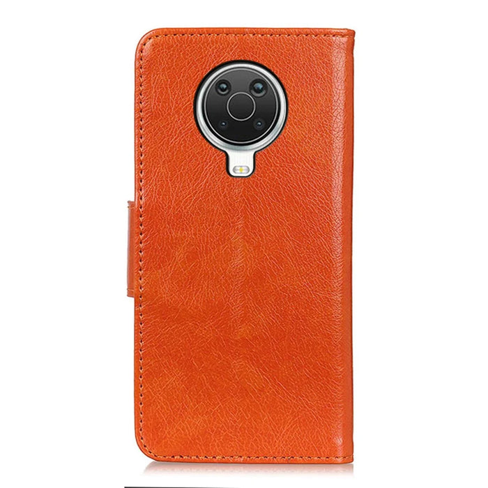 Nappa Texture Full-Protection Split Leather Wallet Stand Phone Cover Shell for Nokia 6.3 / G10 / G20 - Orange - 6