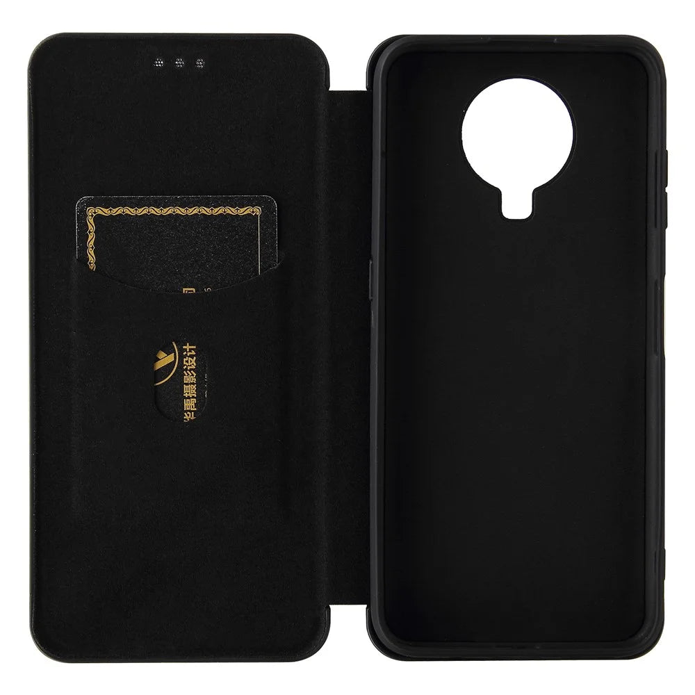 Anti-Scratch Carbon Fiber Texture Auto-absorbed Card Holder Cover Case for Nokia 6.3 / G10 / G20 - Black - 4