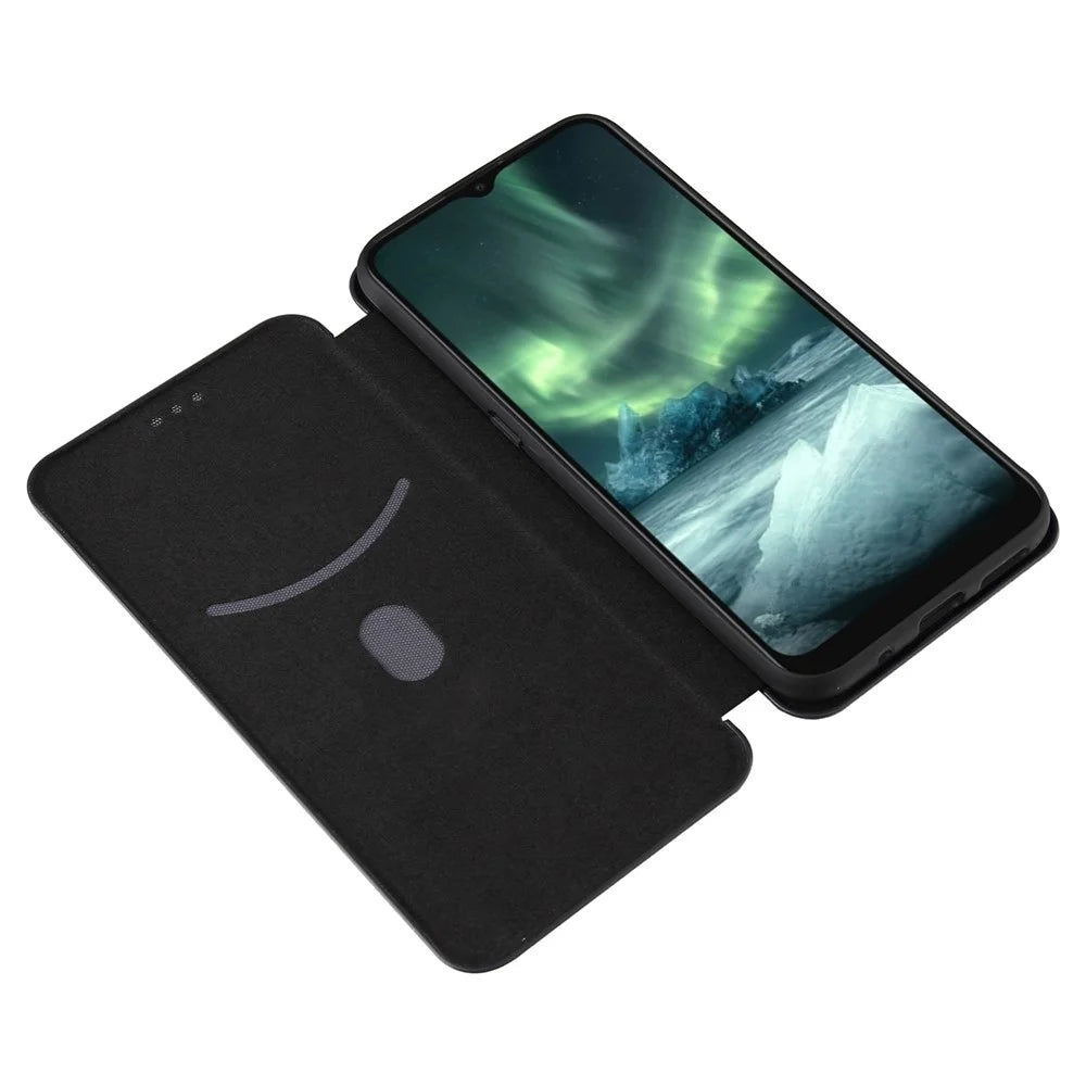 Anti-Scratch Carbon Fiber Texture Auto-absorbed Card Holder Cover Case for Nokia 6.3 / G10 / G20 - Black - 5