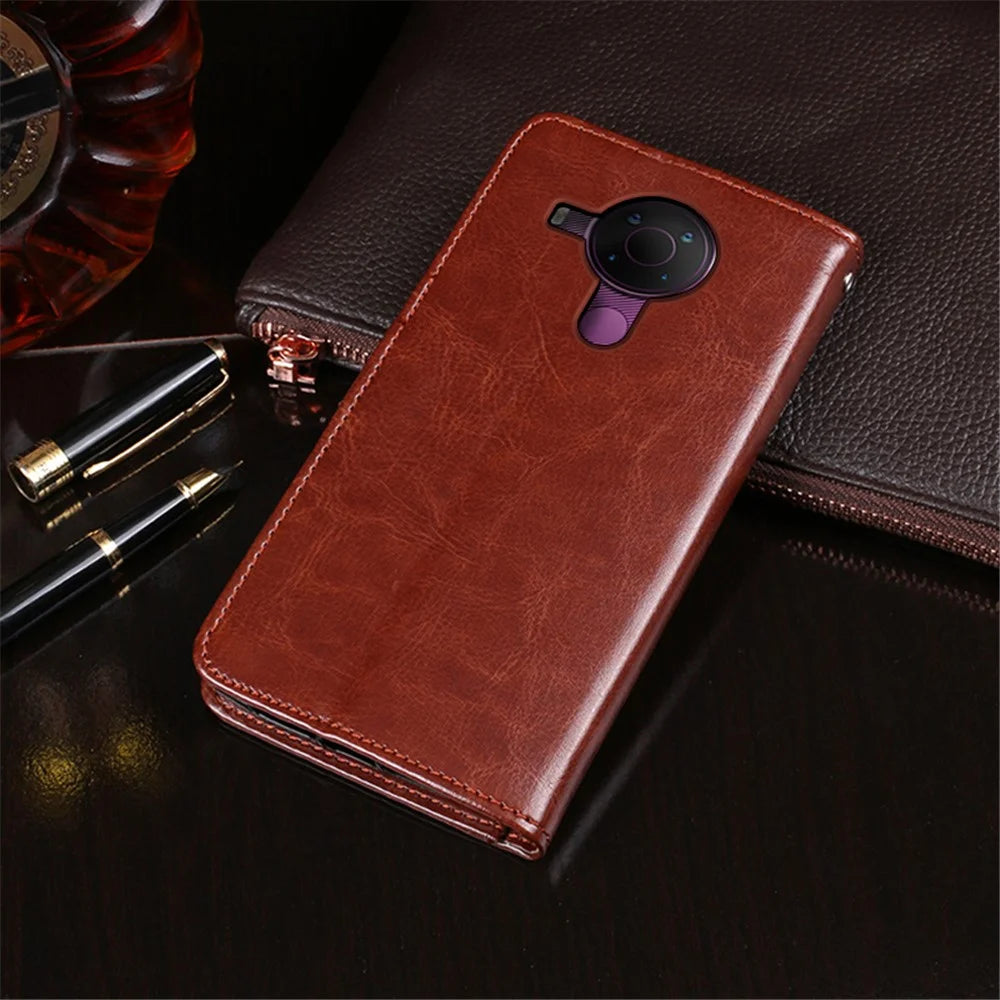 IDEWEI Wallet Design Crazy Horse Texture Leather Mobile Casing for Nokia 5.4 - Black - 2
