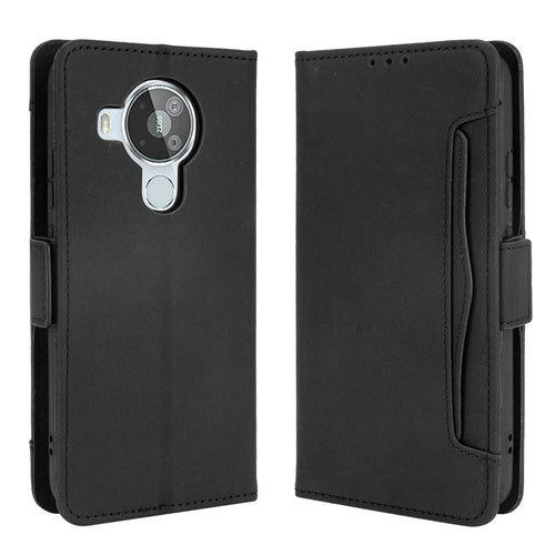 Leather Wallet Protective Case with Multiple Card Slots for Nokia 7.3 - Black - 1
