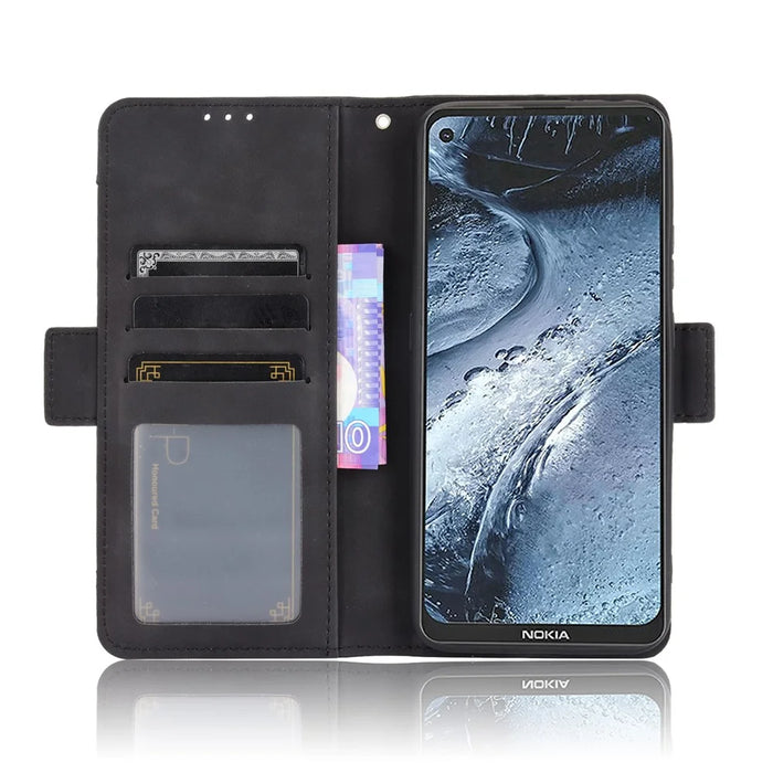 Leather Wallet Protective Case with Multiple Card Slots for Nokia 7.3 - Black - 6