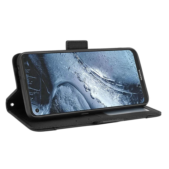Leather Wallet Protective Case with Multiple Card Slots for Nokia 7.3 - Black - 7
