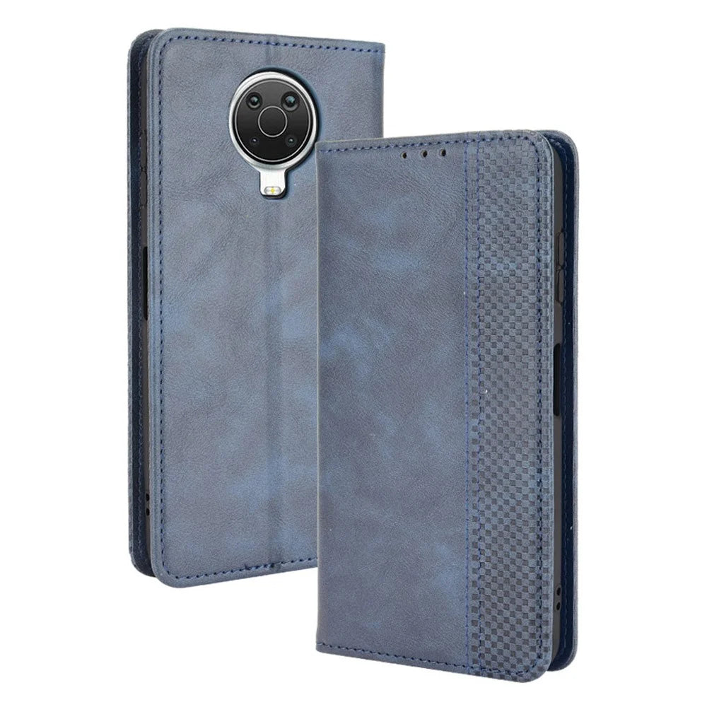 Vintage Style Phone Case Wallet Stand Magnetic Closure Leather Cover for Nokia G10/G20/6.3 - Blue - 1
