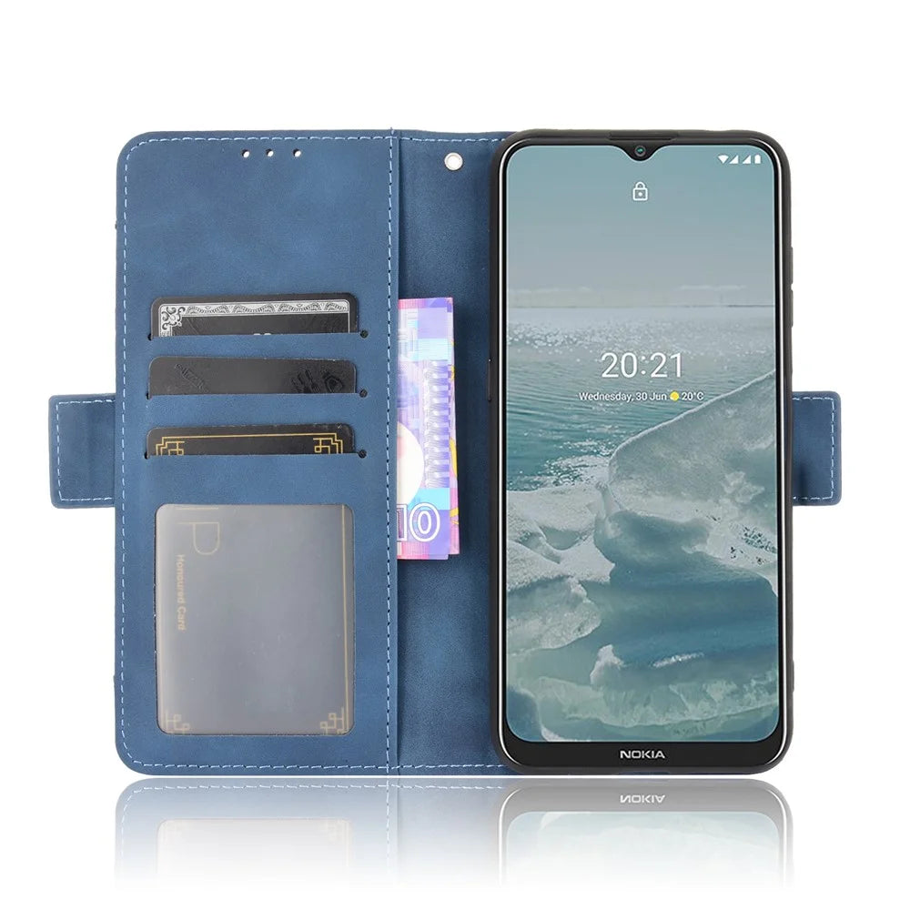 Wallet Design Multiple Card Slots Stand Leather Phone Case for Nokia G20 / Nokia G10 / Nokia 6.3 - Blue - 5