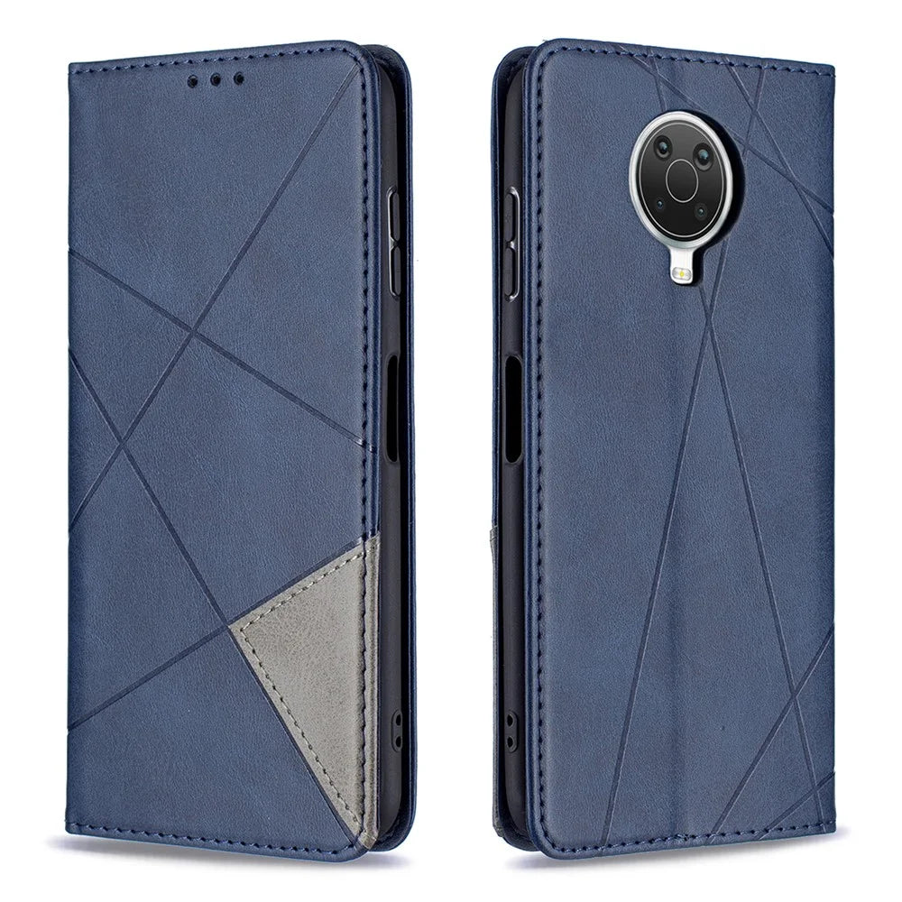 Geometric Pattern Stand Leather Card Holder Cover for Nokia 20 - Blue - 1