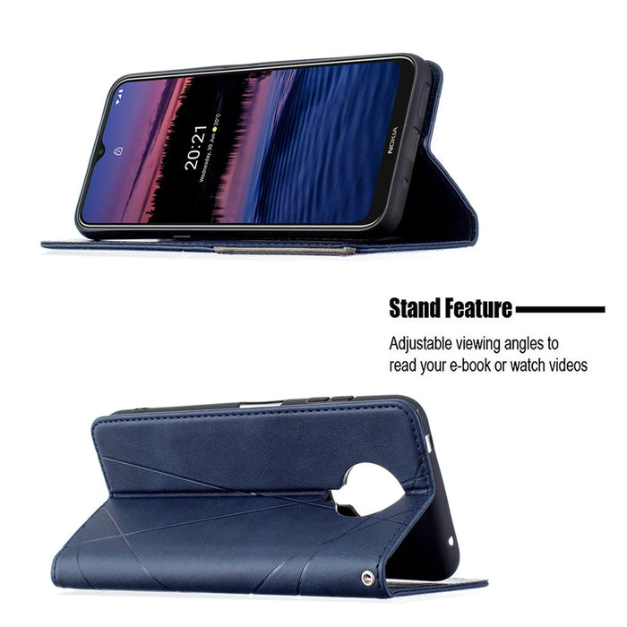 Geometric Pattern Stand Leather Card Holder Cover for Nokia 20 - Blue - 2