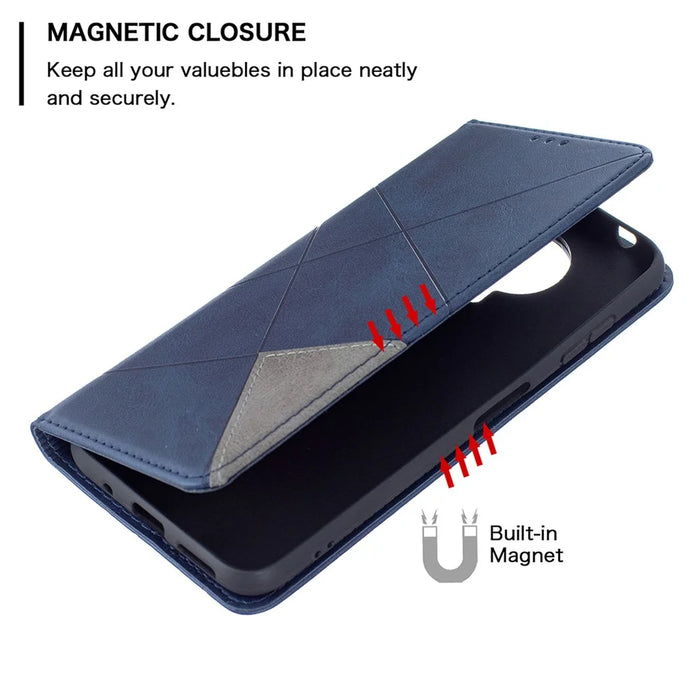 Geometric Pattern Stand Leather Card Holder Cover for Nokia 20 - Blue - 3