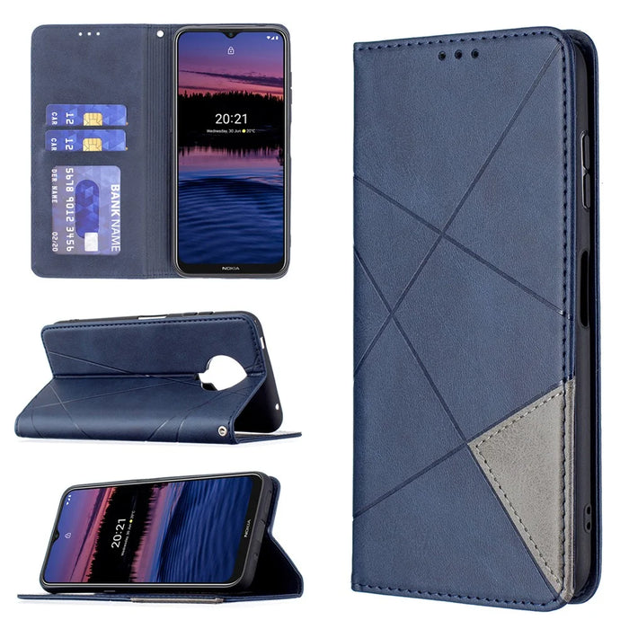 Geometric Pattern Stand Leather Card Holder Cover for Nokia 20 - Blue - 7