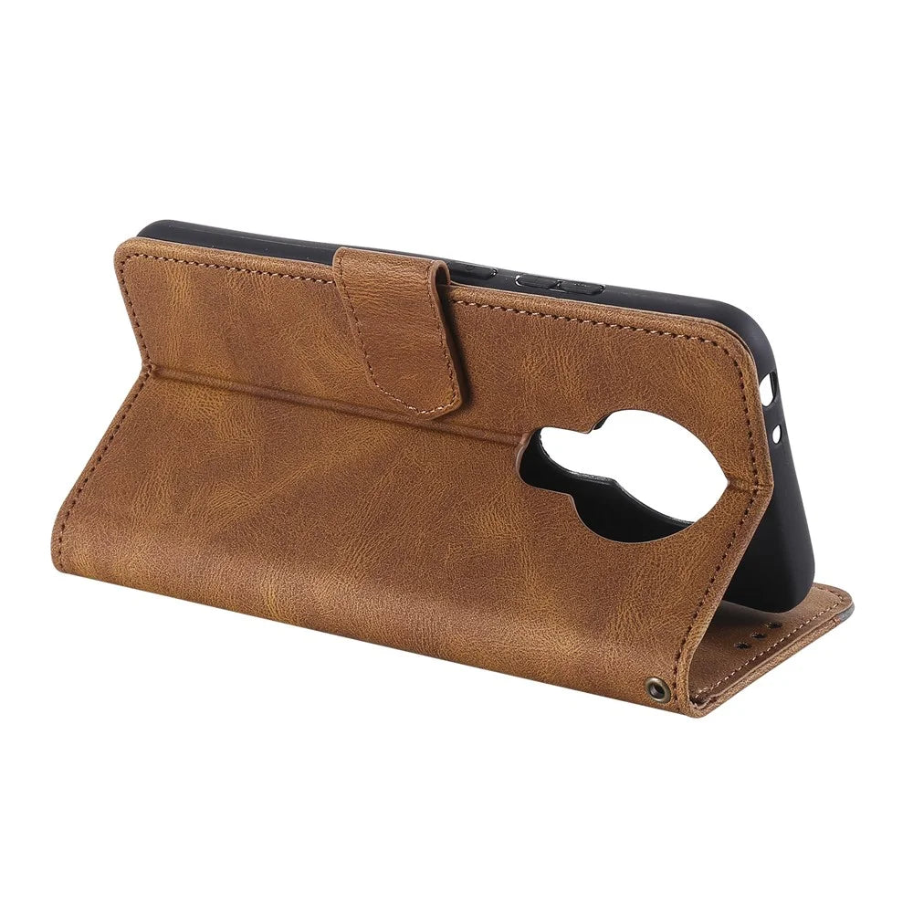 Splicing Stitching Skin-touch PU Leather Case Stand Protector Cover for Nokia G20 - Brown - 4