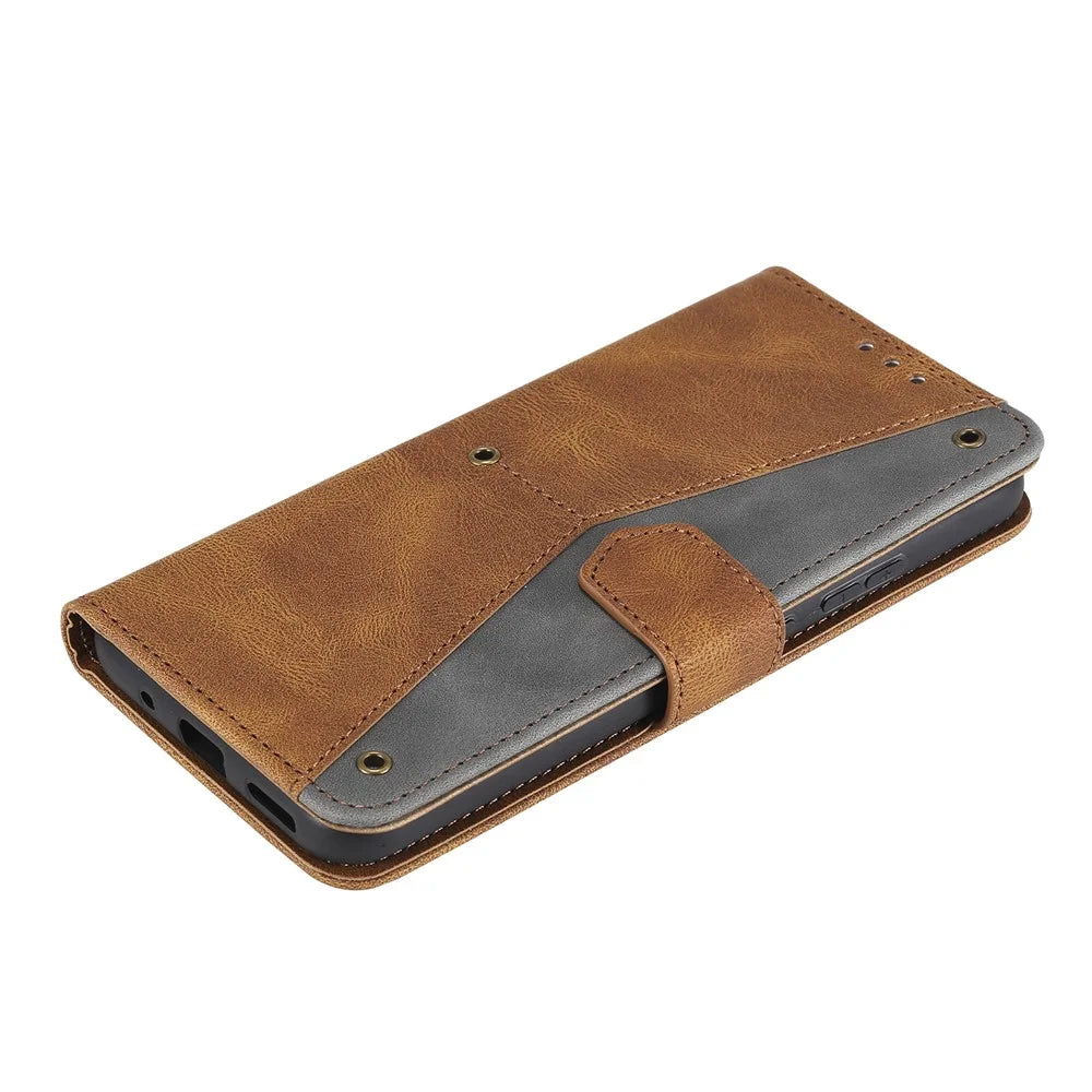 Splicing Stitching Skin-touch PU Leather Case Stand Protector Cover for Nokia G20 - Brown - 5
