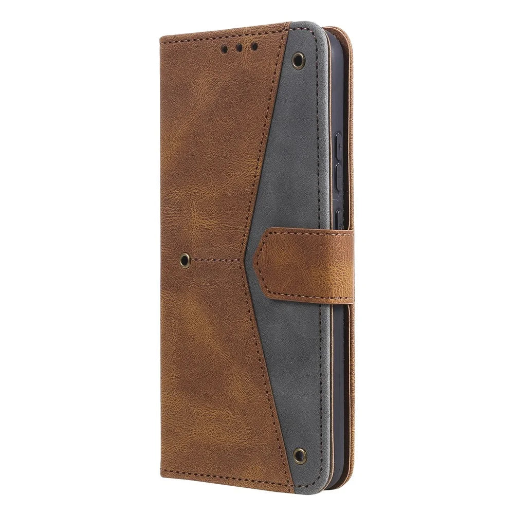 Splicing Stitching Skin-touch PU Leather Case Stand Protector Cover for Nokia G20 - Brown - 6