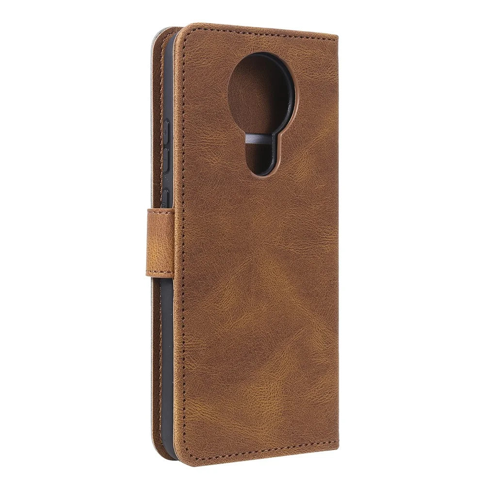 Splicing Stitching Skin-touch PU Leather Case Stand Protector Cover for Nokia G20 - Brown - 7