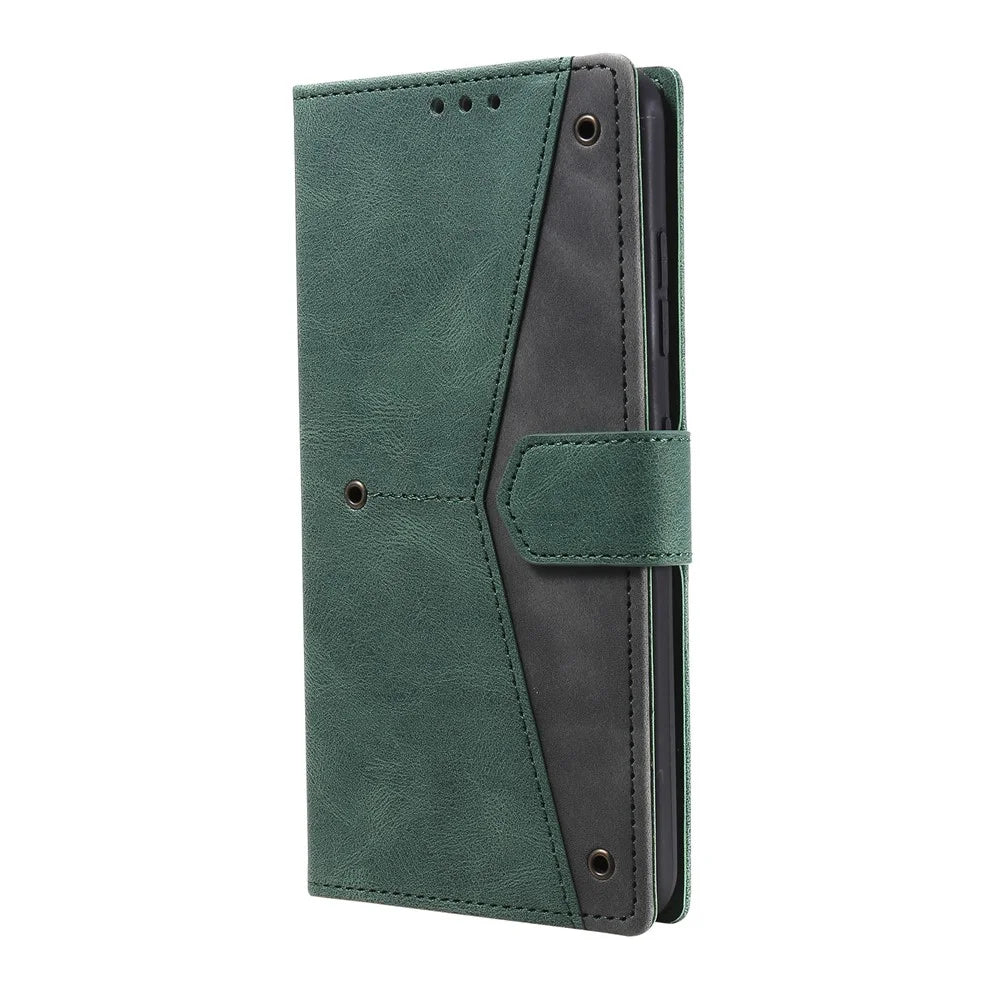Splicing Stitching Skin-touch PU Leather Case Stand Protector Cover for Nokia 1.4 - Green - 6