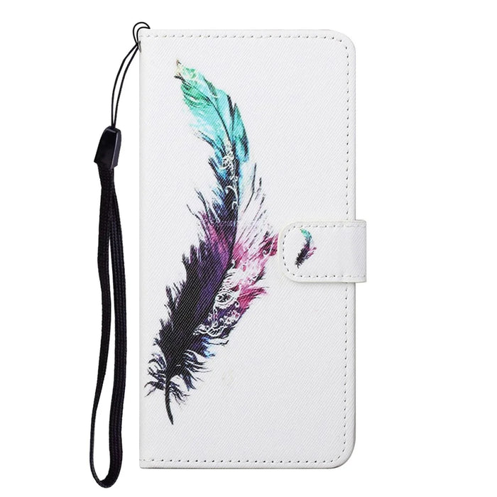 New Pattern Printing Wallet Design Cross Texture Leather Stand Case for Nokia G10/G20 - Feather - 5