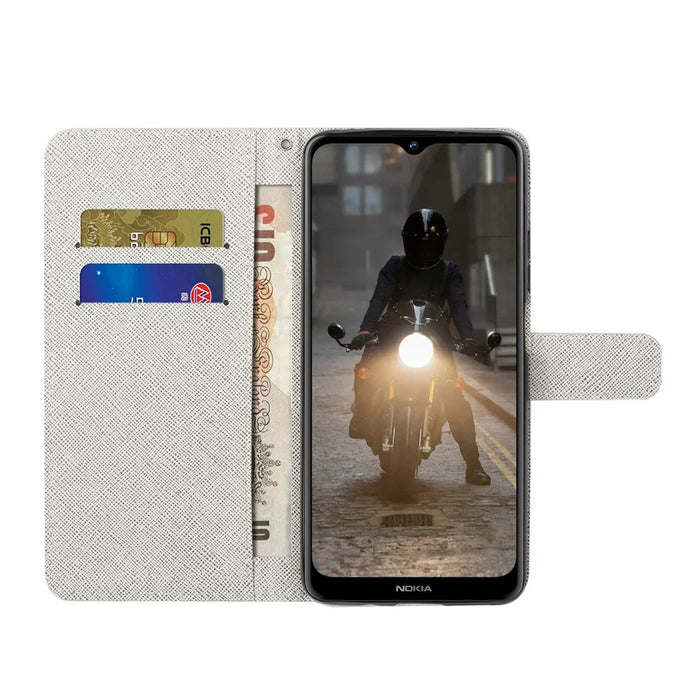 New Pattern Printing Wallet Design Cross Texture Leather Stand Case for Nokia G10/G20 - Feather - 7