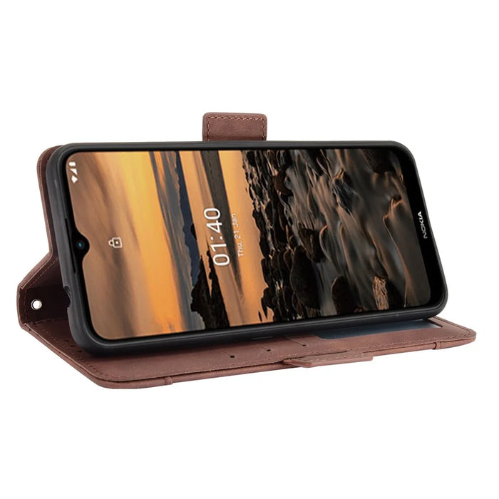 Leather Wallet Protective Case with Multiple Card Slots for Nokia 1.4 - Brown - 6