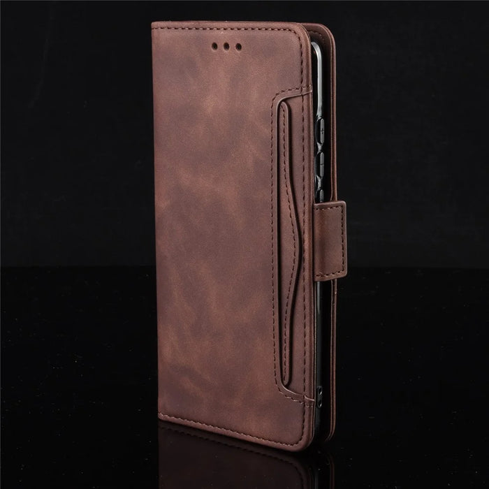 Multiple Card Slots Design Leather Wallet Case Stand for Nokia C1 Plus - Brown - 2