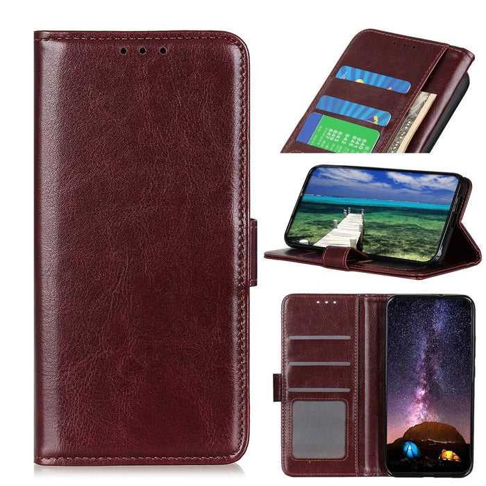 For Nokia X20/X10 Phone Case PU Leather Phone Cover Drop-proof Crazy Horse Protector with Stand Wallet - Brown - 7