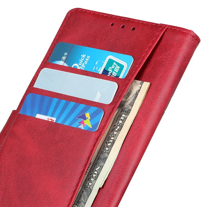 Matte Skin Leather Wallet Shell for Nokia X20/X10 - Red - 4