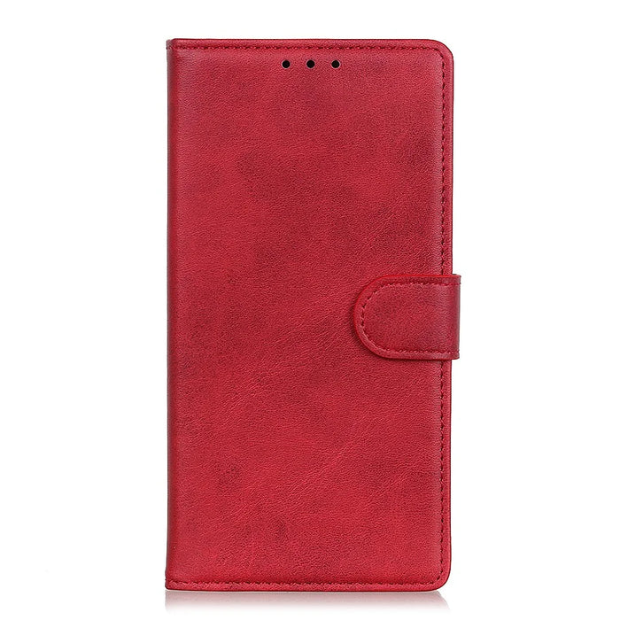 Matte Skin Leather Wallet Shell for Nokia X20/X10 - Red - 5