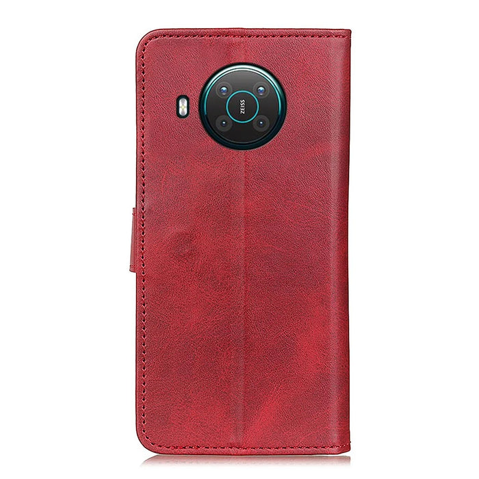 Matte Skin Leather Wallet Shell for Nokia X20/X10 - Red - 6