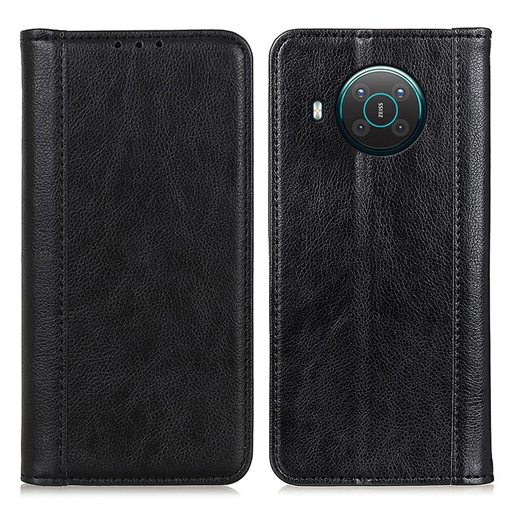 Auto-absorbed Litchi Texture PU Leather Wallet Stand Cover Case for Nokia X10/X20 - Black - 1