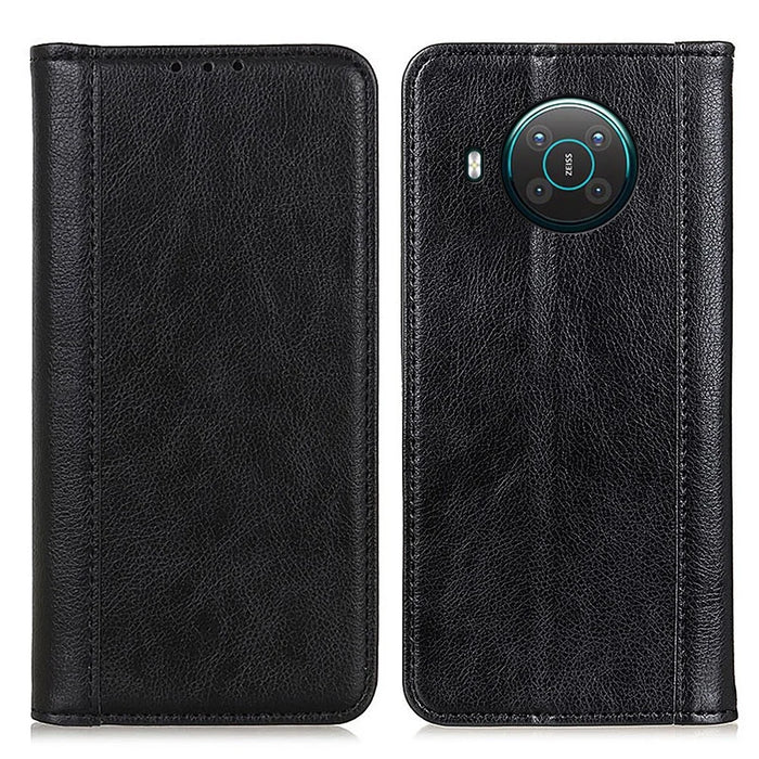 Auto-absorbed Litchi Texture PU Leather Wallet Stand Cover Case for Nokia X10/X20 - Black - 1