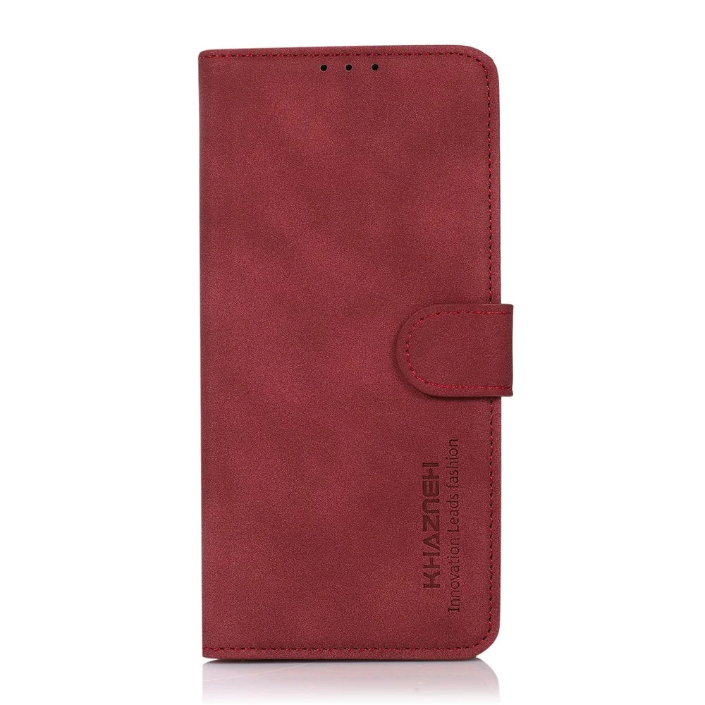 KHAZNEH Wallet Design Textured Full Protection Leather Phone Cover Stand Case for Nokia X10/X20 - Red - 2