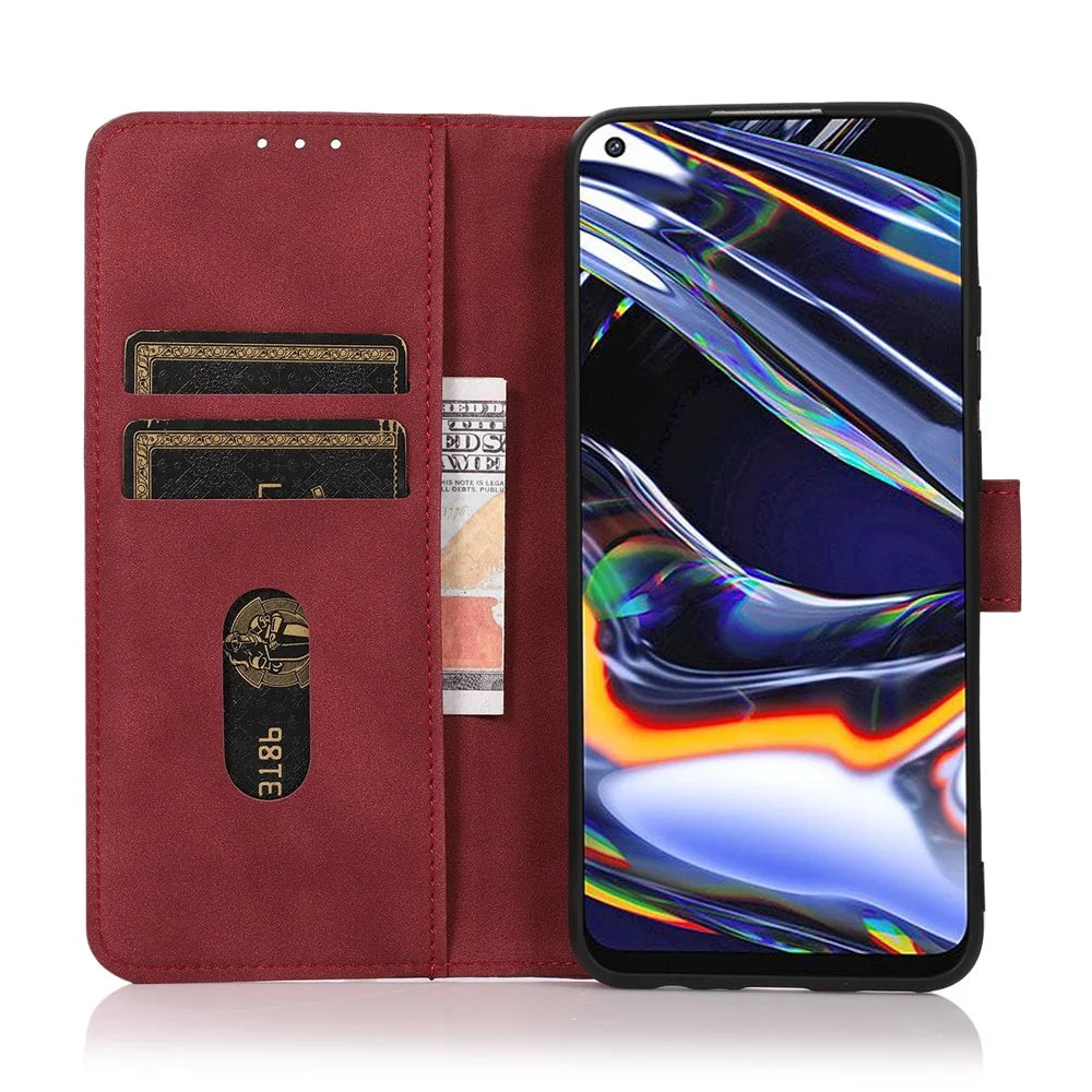 KHAZNEH Wallet Design Textured Full Protection Leather Phone Cover Stand Case for Nokia X10/X20 - Red - 5