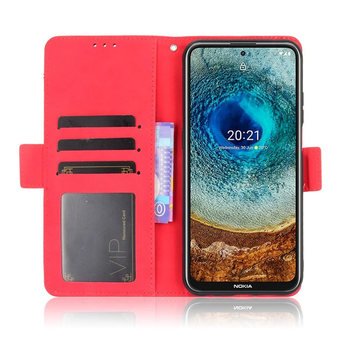 For Nokia X10 / X20 Protective Leather Case with Multiple Card Slots and Stand Function - Red - 4