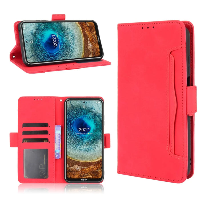 For Nokia X10 / X20 Protective Leather Case with Multiple Card Slots and Stand Function - Red - 6