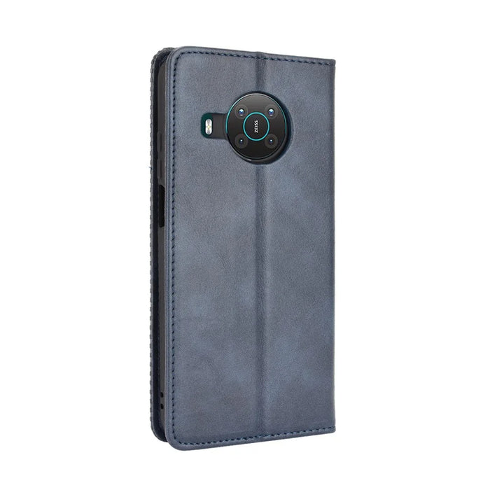 Vintage Style Wallet Stand Protective Leather Phone Case Cover for Nokia X10/X20 - Blue - 5