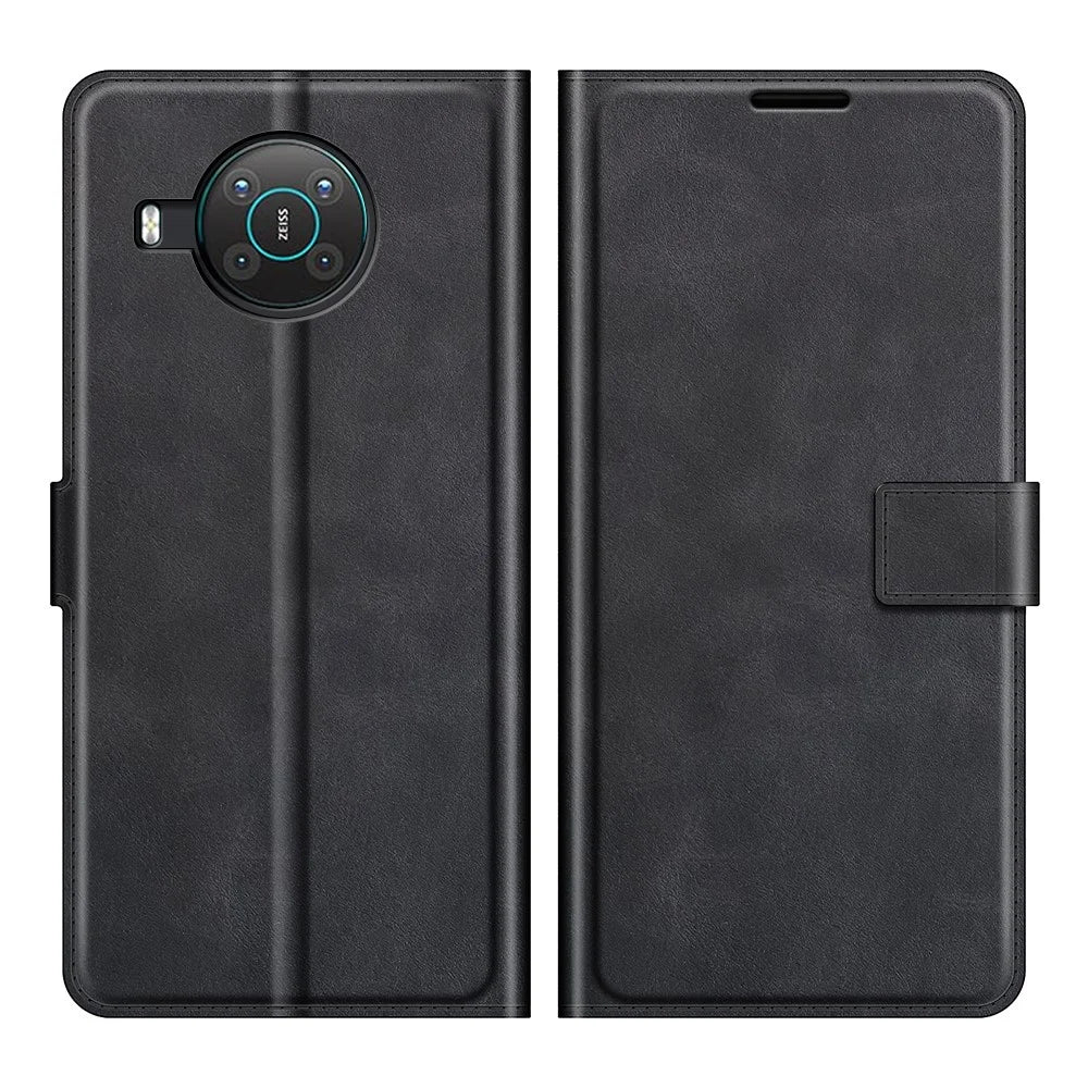 For Nokia X10 / X20 PU Leather Flip Phone Case Wallet Stand Protective Cover - Black - 1