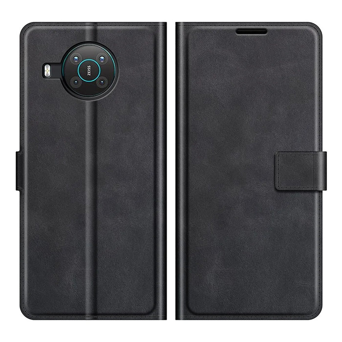 For Nokia X10 / X20 PU Leather Flip Phone Case Wallet Stand Protective Cover - Black - 1