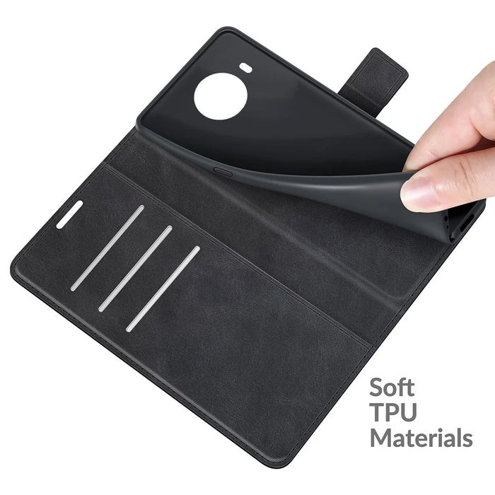 For Nokia X10 / X20 PU Leather Flip Phone Case Wallet Stand Protective Cover - Black - 5
