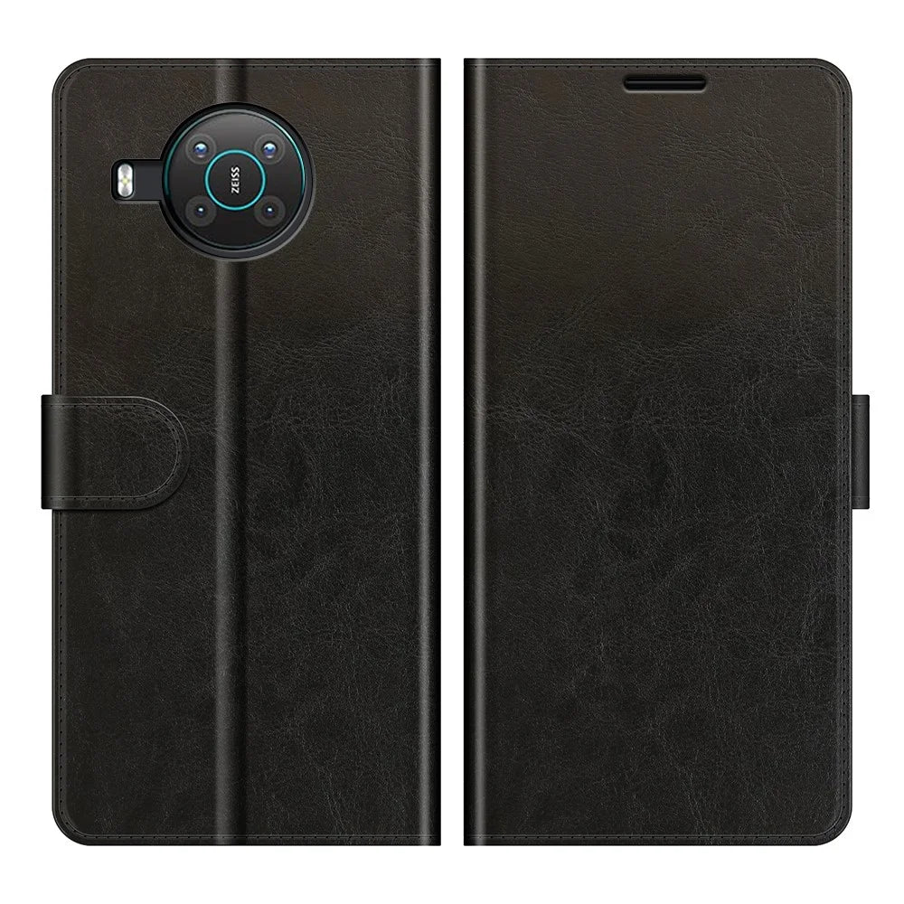 Full Protection Crazy Horse Texture Leather Stand Case with Wallet for Nokia X10/X20 - Black - 1