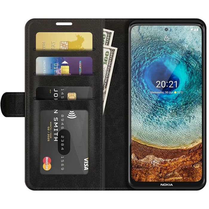 Full Protection Crazy Horse Texture Leather Stand Case with Wallet for Nokia X10/X20 - Black - 2