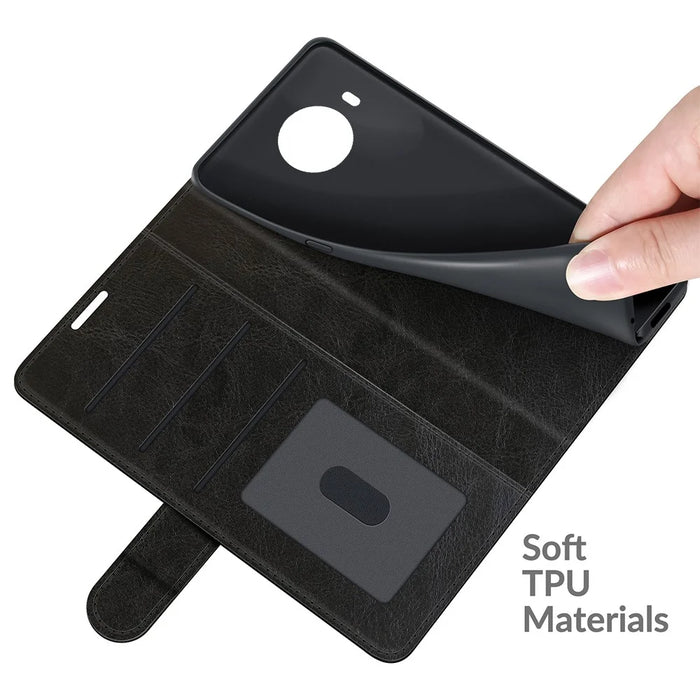 Full Protection Crazy Horse Texture Leather Stand Case with Wallet for Nokia X10/X20 - Black - 5