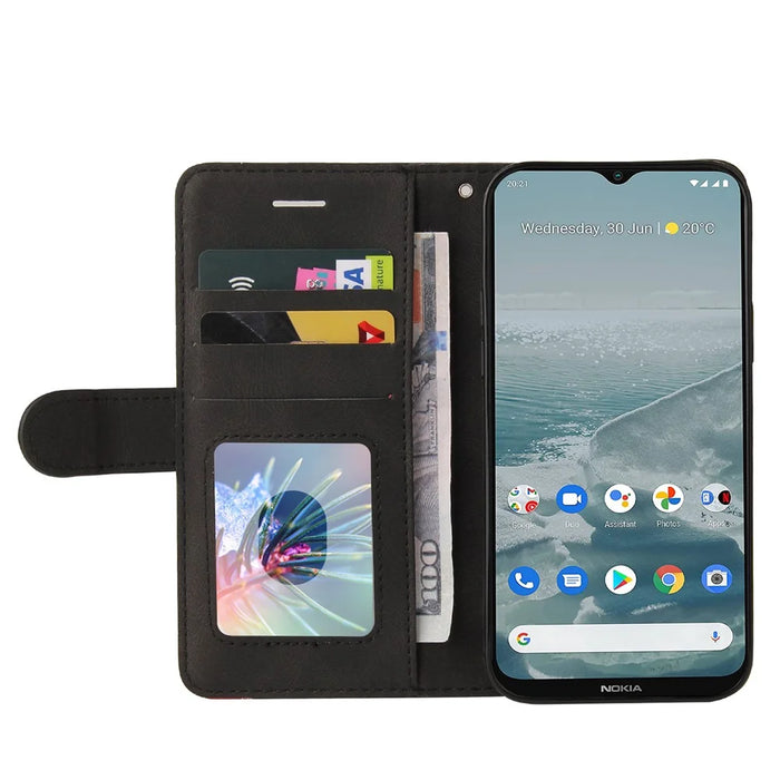 For Nokia G10 / G20 Leather Case Wallet Stand Color Splicing Phone Cover - Black - 4