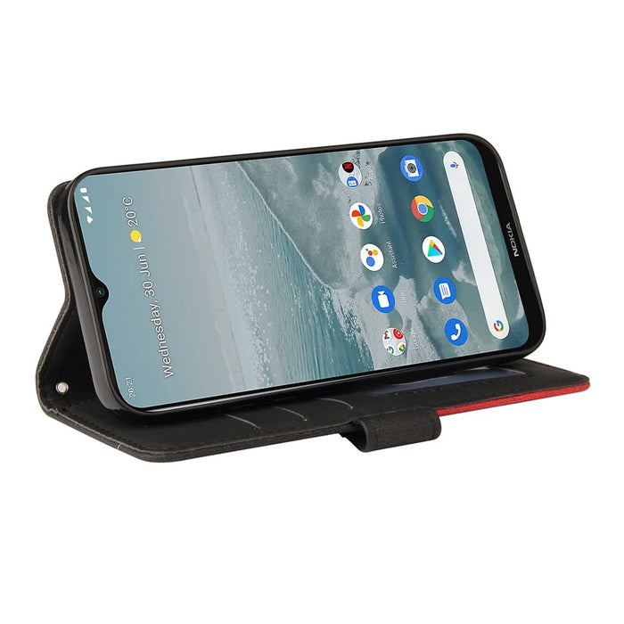 For Nokia G10 / G20 Leather Case Wallet Stand Color Splicing Phone Cover - Black - 5