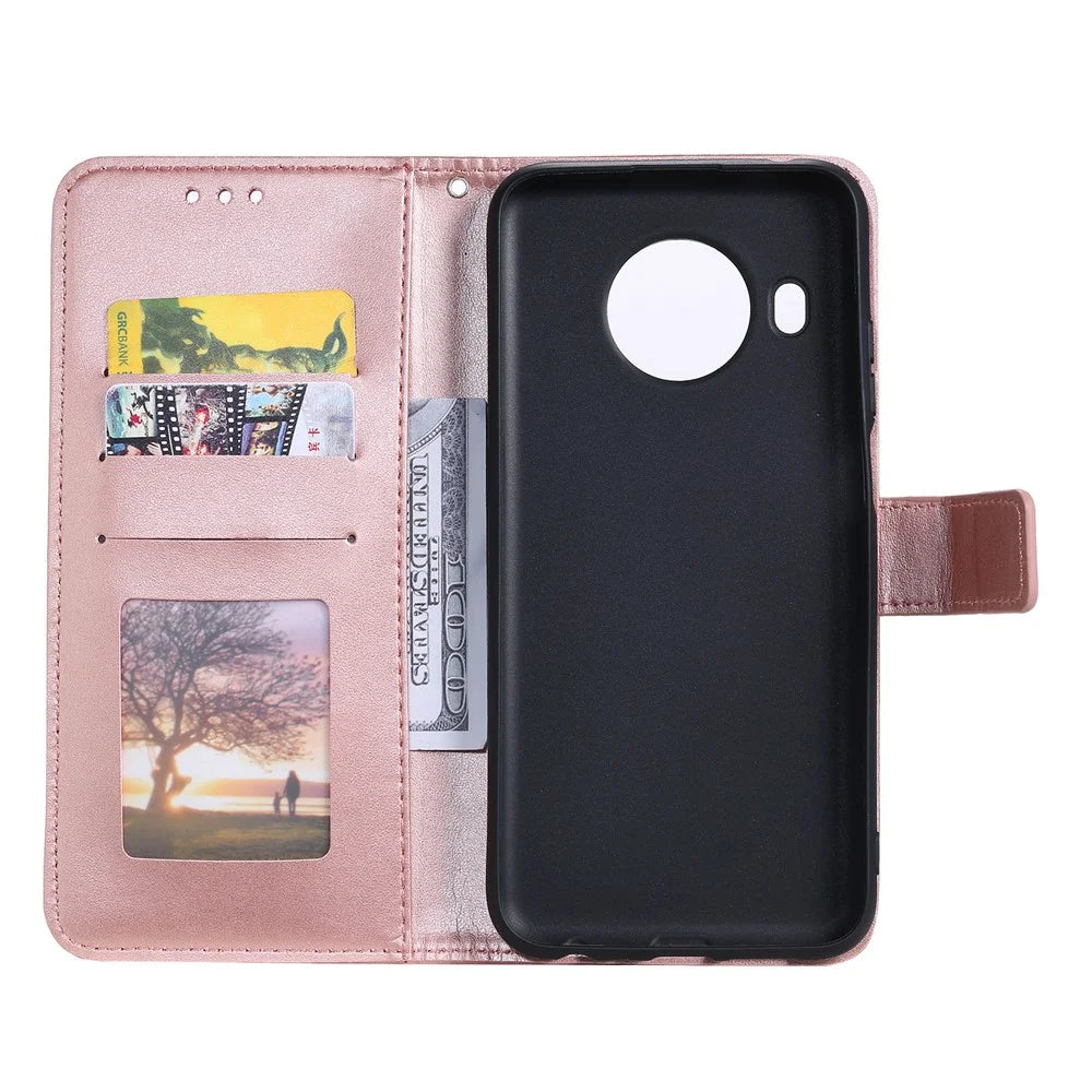 Imprinted Mandala Totem Pattern PU Leather Wallet Cover Case with Strap for Nokia X20 - Rose Gold - 4
