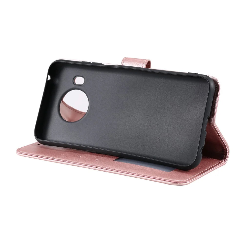 Imprinted Mandala Totem Pattern PU Leather Wallet Cover Case with Strap for Nokia X20 - Rose Gold - 6