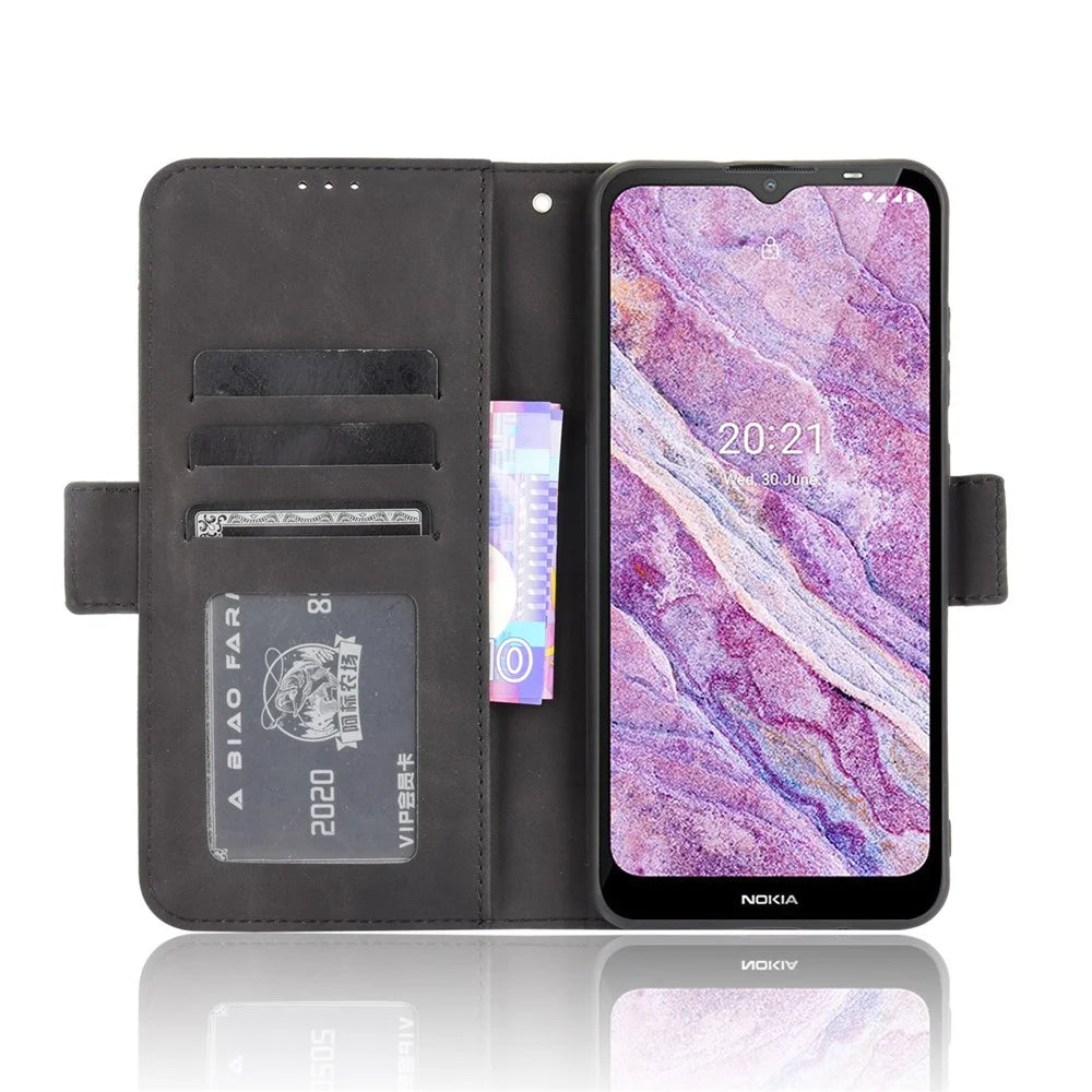 Wallet Design Multiple Card Slots Phone Cover Stand Case for Nokia C20/C10 - Black - 5
