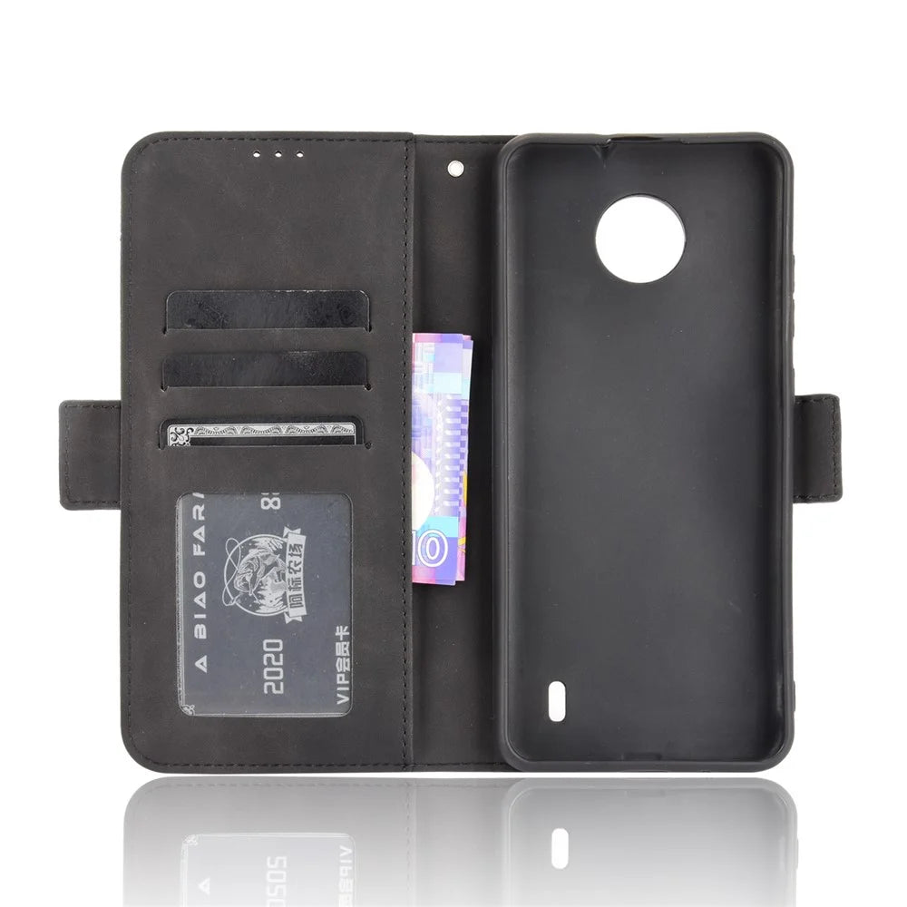 Wallet Design Multiple Card Slots Phone Cover Stand Case for Nokia C20/C10 - Black - 6