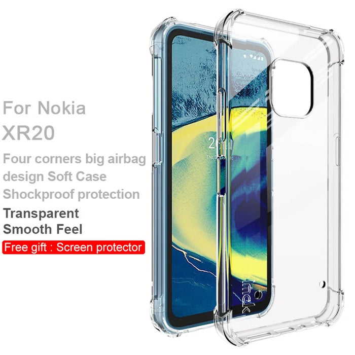 IMAK Shockproof Airbag Soft TPU Phone Cover Case with Screen Protector for Nokia XR20 - Transparent - 2
