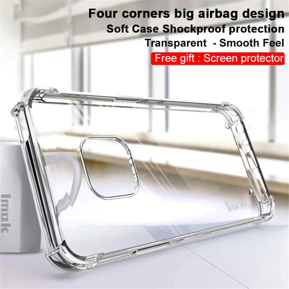 IMAK Shockproof Airbag Soft TPU Phone Cover Case with Screen Protector for Nokia XR20 - Transparent - 3